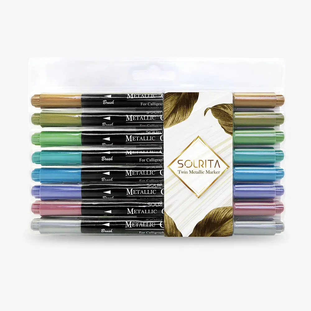 【SOLRITA】金屬色美術筆｜仿毛刷 & 平頭